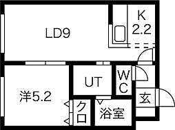 リッツグランデ大通り 1LDKの間取図画像