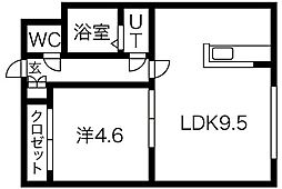 セレーナ南郷 1LDKの間取図画像