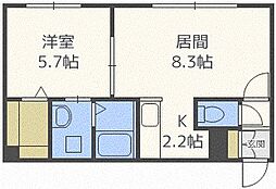 ルミエール植村 1LDKの間取図画像