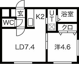 アール栄通 1LDKの間取図画像