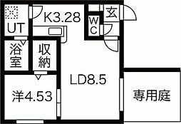 インフィニト平岸一条 1LDKの間取図画像