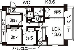 グラティア平岸 4LDKの間取図画像