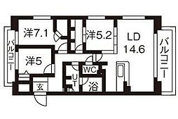 グラティア平岸 3LDKの間取図画像