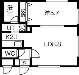ラフィーネ新札幌 1LDKの間取図画像