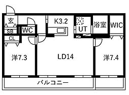 札幌市中央区南十五条西6丁目マンション 2LDKの間取図画像