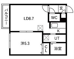 パークコート平岸 1LDKの間取図画像