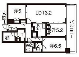 グラティア平岸 3LDKの間取図画像
