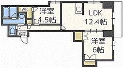プレジデント豊平 2LDKの間取図画像