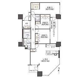 クレヴィアタワー大阪本町 29F 3LDKの間取り