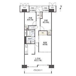 浅香山グリーンマンション 13F 3LDKの間取り