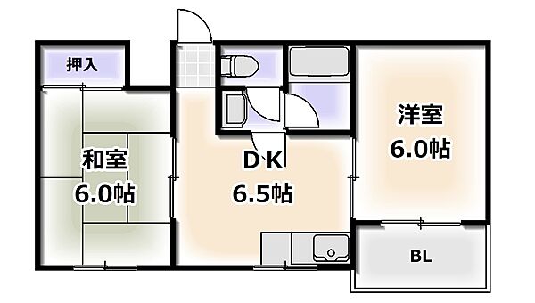 大阪府大阪市浪速区敷津西2丁目(賃貸マンション2DK・3階・38.34㎡)の写真 その2