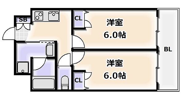 大阪府大阪市浪速区塩草1丁目(賃貸マンション2K・7階・34.97㎡)の写真 その2