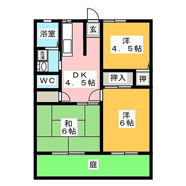 サンシティ三浦　Ａ ｜静岡県富士市横割１丁目(賃貸アパート3DK・1階・50.40㎡)の写真 その2