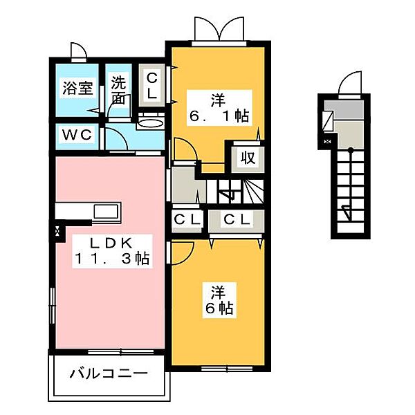 リアンクレア ｜静岡県富士市厚原(賃貸アパート2LDK・2階・57.07㎡)の写真 その2