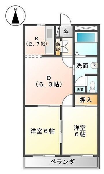 エクセレンス Ｋ ｜静岡県富士市岩本(賃貸アパート2LDK・2階・44.80㎡)の写真 その2