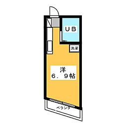 リバーハイツ2 ワンルームの間取図画像