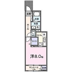 ショパン 1Kの間取図画像