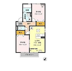 メルベーユ 2LDKの間取図画像