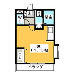 スカイヒルズ1 ワンルームの間取図画像