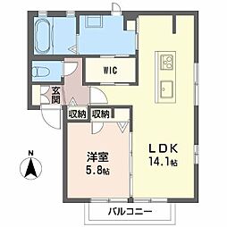 リベールC 1LDKの間取図画像