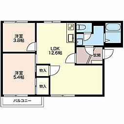 ヴァンテアンFujiC 2LDKの間取図画像