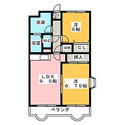 リバーサイド富士 2LDKの間取図画像