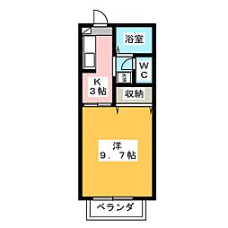 エクセール松岡B 1Kの間取図画像