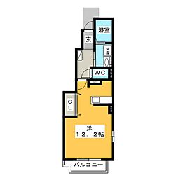 ソレイユB 1Kの間取図画像