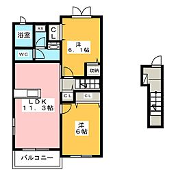 ファミールフジネオ 2LDKの間取図画像