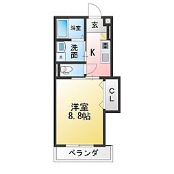 Casa De RolII(カーサデロア2) 1Kの間取図画像