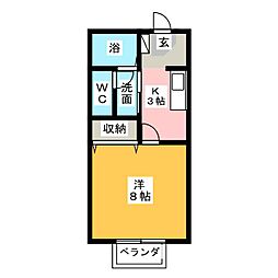 コスモビレッジ 1Kの間取図画像