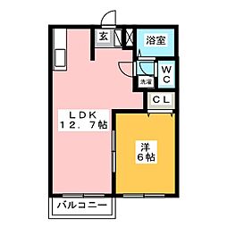 エルディム鈴木 1LDKの間取図画像