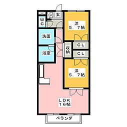 ボーダレス21 2LDKの間取図画像