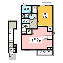 カーサフィオーレ 1LDKの間取図画像