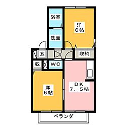 トリヴァンベールC 2DKの間取図画像