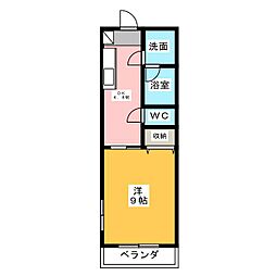 サンライズ今泉 1DKの間取図画像