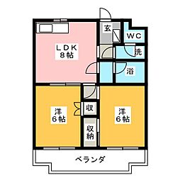 アメニティ富士 2DKの間取図画像
