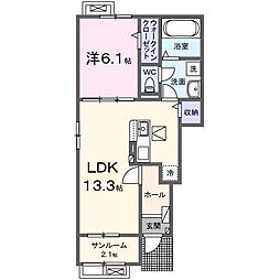 エムズモカール 1LDKの間取図画像