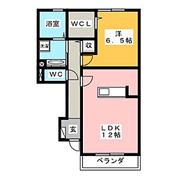 グランデ滝戸 1LDKの間取図画像