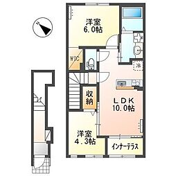 ニュークレスト七本松 2LDKの間取図画像
