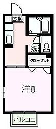 セフィラにしのさとD 1Kの間取図画像
