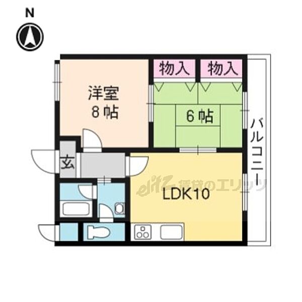 トップペアー福甚？2 206｜滋賀県草津市野路東4丁目(賃貸マンション2LDK・2階・52.80㎡)の写真 その2