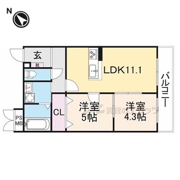 滋賀県栗東市小柿3丁目(賃貸マンション2LDK・2階・50.16㎡)の写真 その2