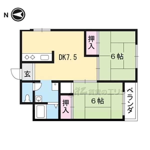 滋賀県大津市馬場3丁目(賃貸マンション2DK・2階・45.00㎡)の写真 その2