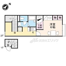 レオパレス市子殿 2階1Kの間取り