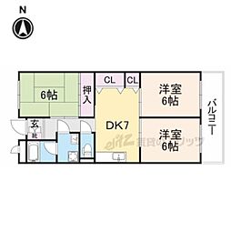 コーポサンライズ 3DKの間取図画像