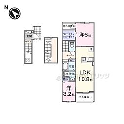 ミウ・ヴィーヴル 302 2階2LDKの間取り
