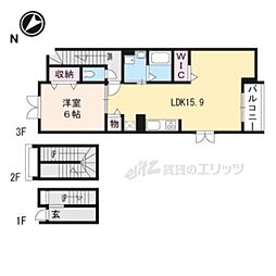 アルドーレ 3階1LDKの間取り