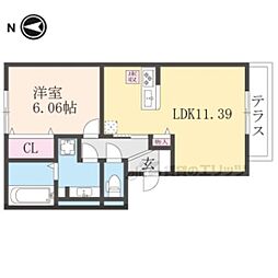 ベルコート川崎 1LDKの間取図画像