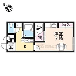 レオパレス札の辻 1Kの間取図画像